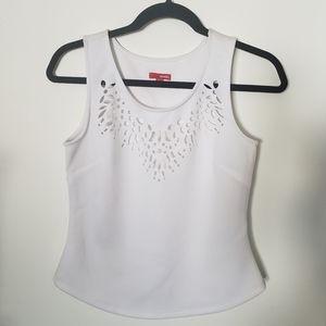 White Dress Tank with Laser Cut Details